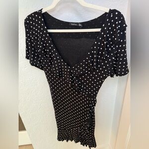 Boohoo Polka Dot Ruffle Dress